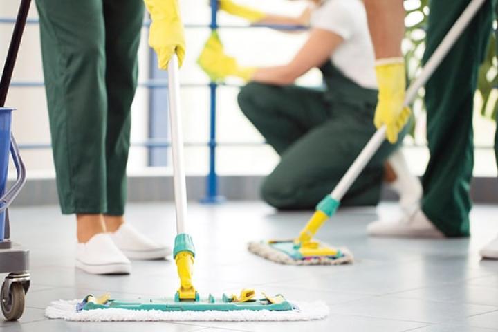 Cleaning team working in a care home