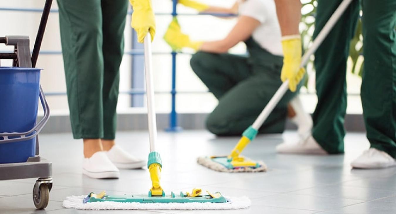 Cleaning team working in a care home
